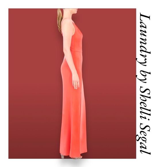 New Laundry by Shelli Segal Coral Asymmetric Cowl Neck Dress 12/L - Picture 2 of 5